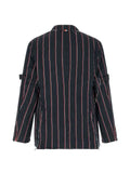 Thom Browne stripe Mogador sportcoat with armbands and fray edge