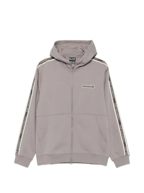 Ea7 Emporio Armani logo-tape zip-up hoodie